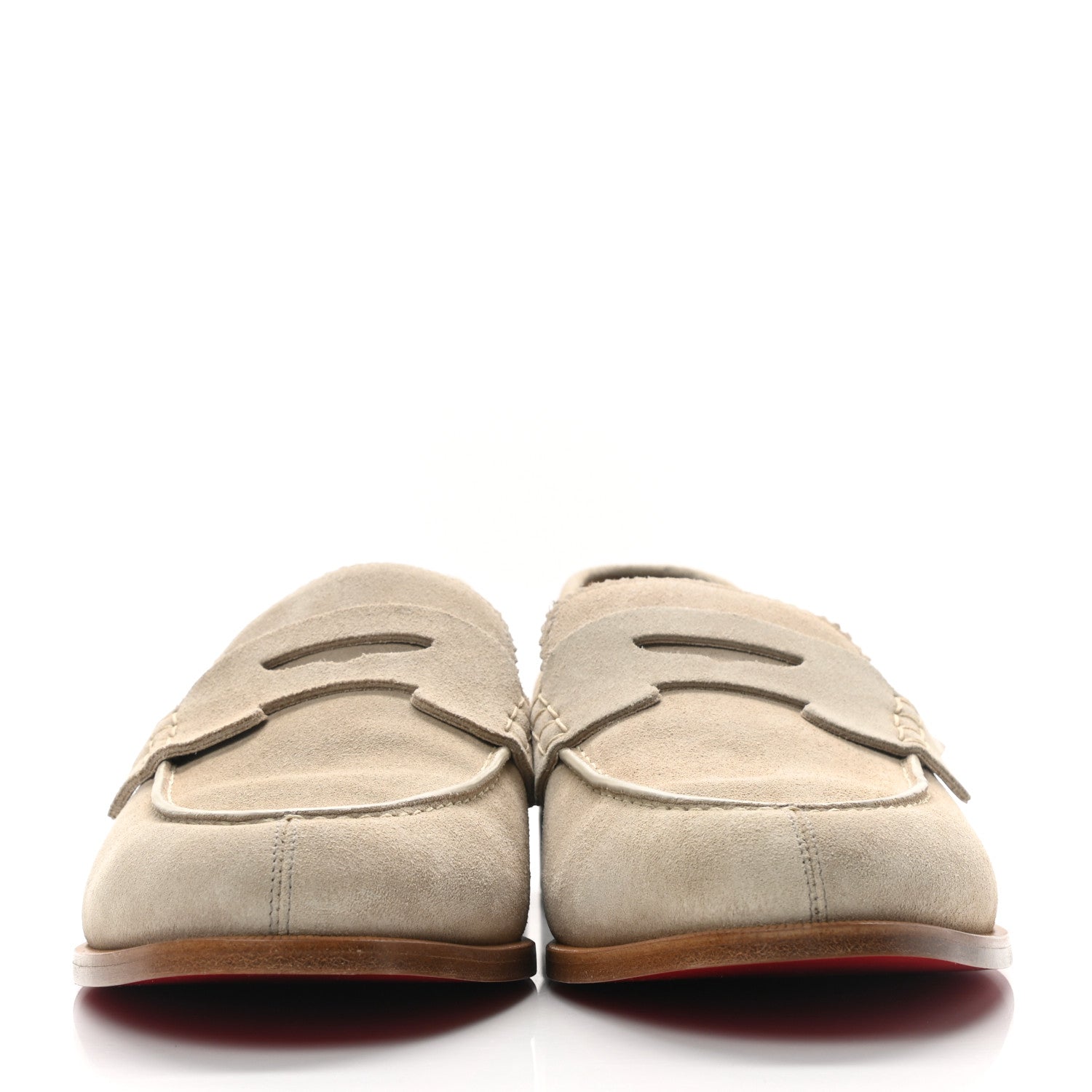Christian Louboutin Veau Velours Mens No Penny Flat Loafers 43 Natural 2 of 7