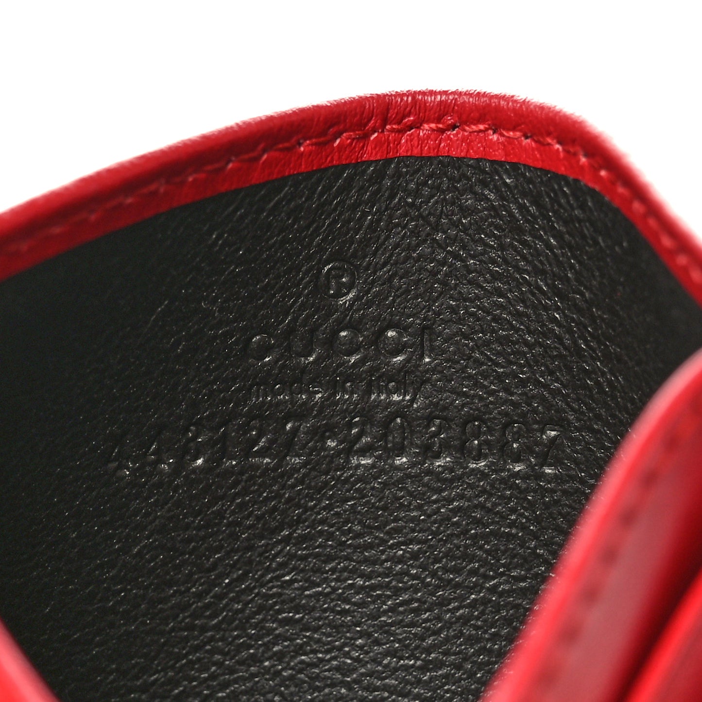 Calfskin Matelasse GG Marmont Card Holder Hibiscus Red