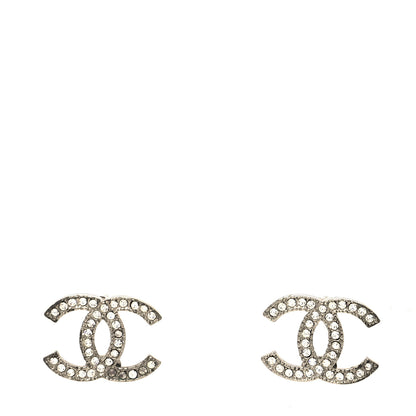 Chanel Crystal Timeless CC Earrings Silver 1 of 5