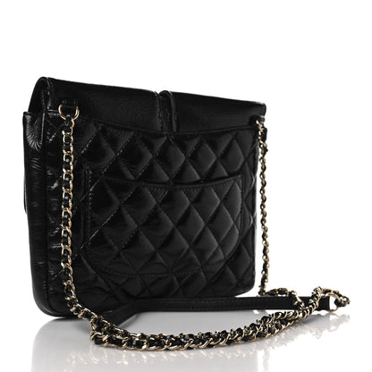 Chanel Glazed Calfskin Quilted Double Pocket Crossbody Flap Black 2 of 8