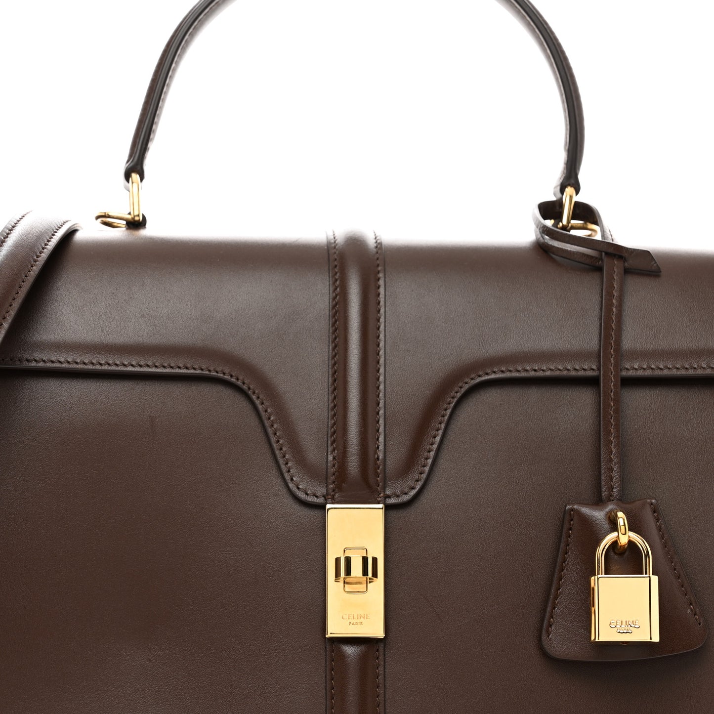 Satinated Calfskin Medium 16 Top Handle Bag Brown