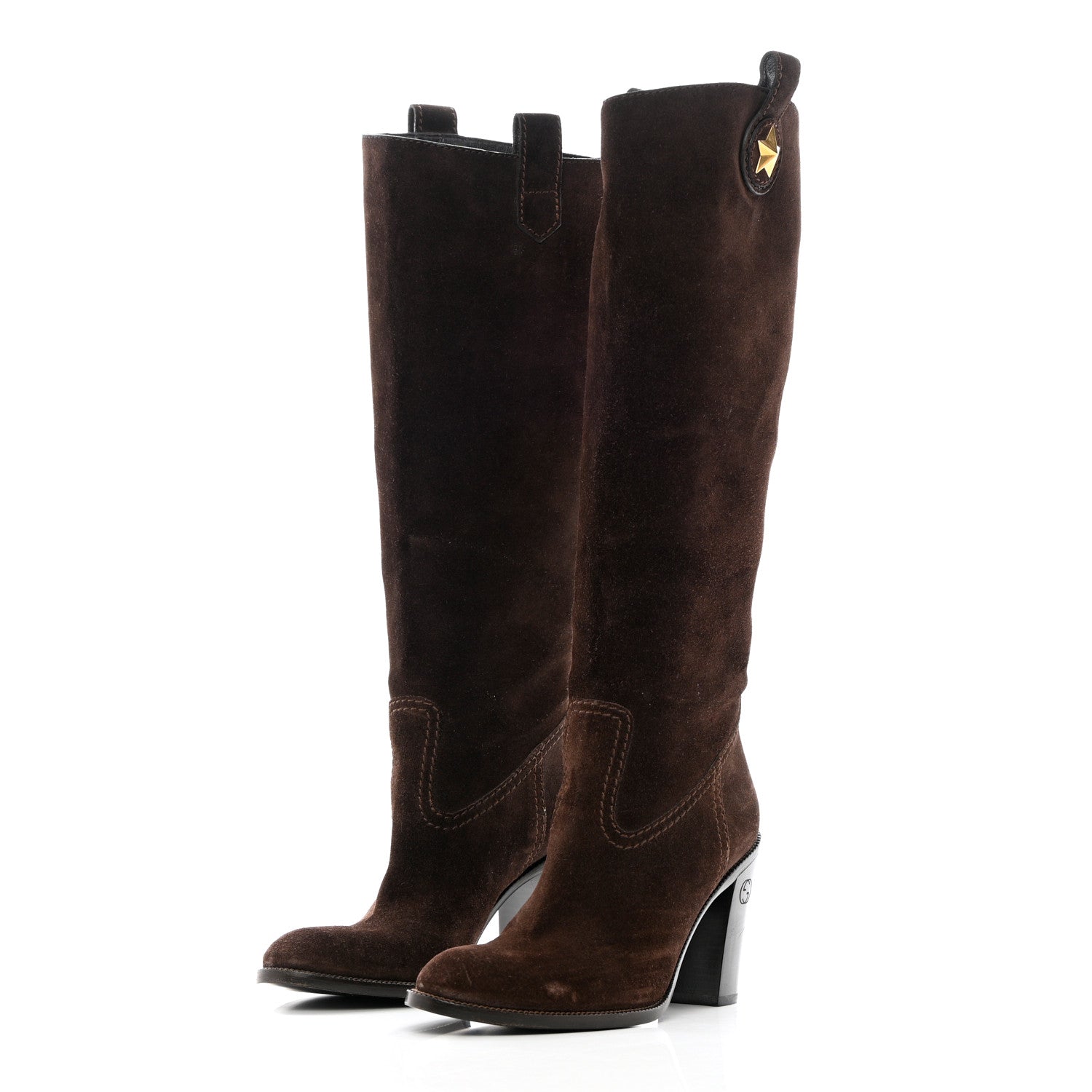 Gucci Suede Knee High Boots 36.5 Brown 3 of 20