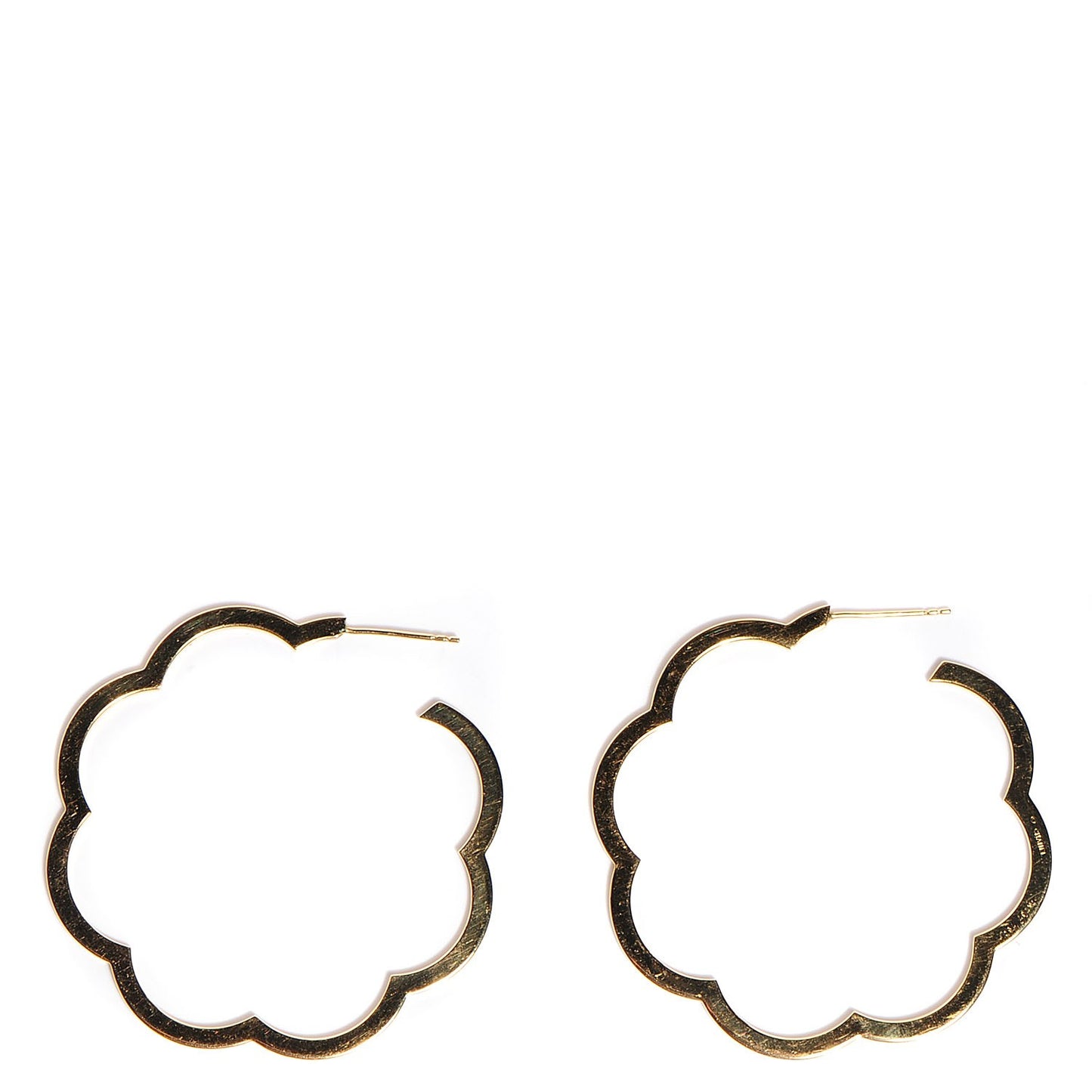 18K Yellow Gold Large Profil de Camelia Hoop Earrings