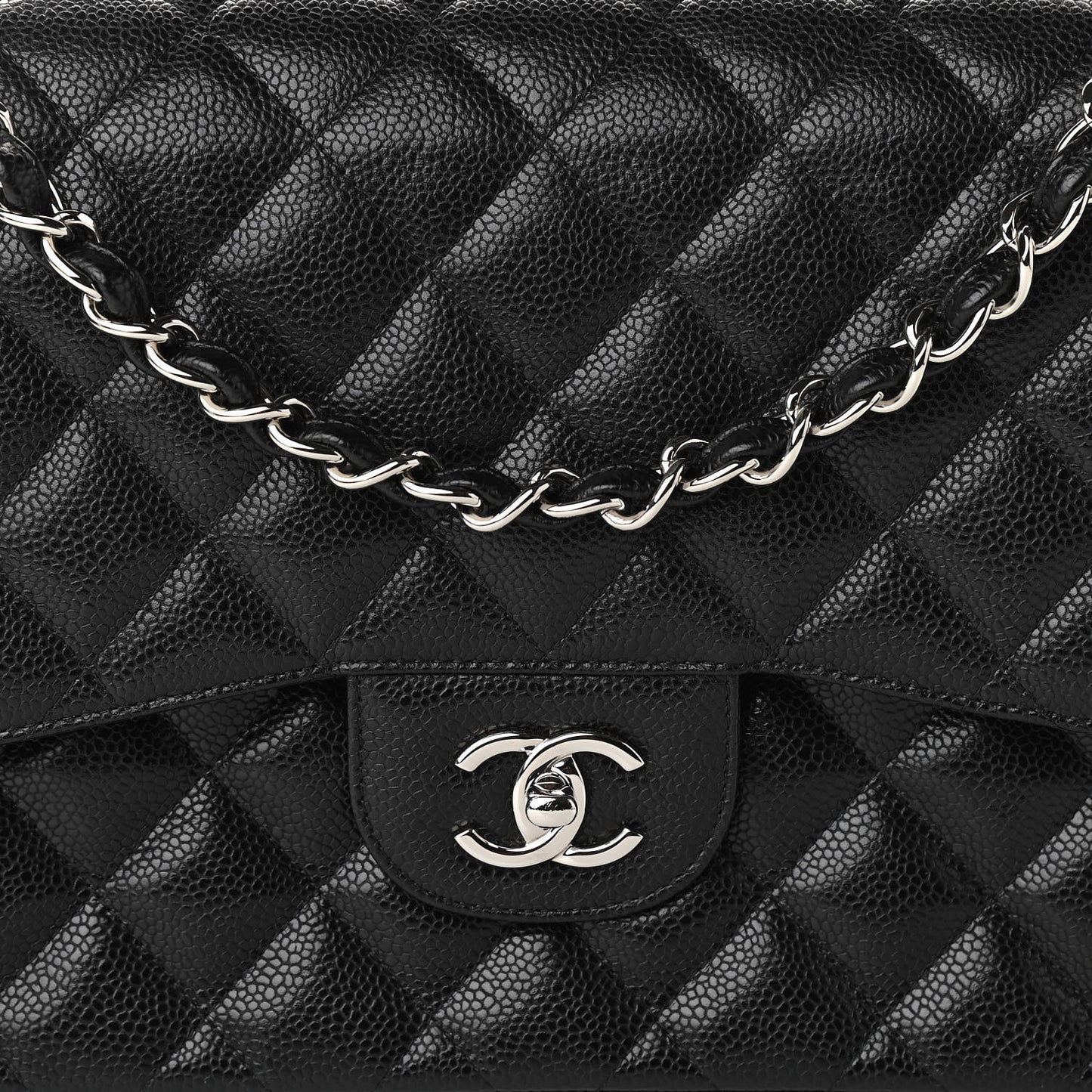 Caviar Quilted Jumbo Double Flap Black