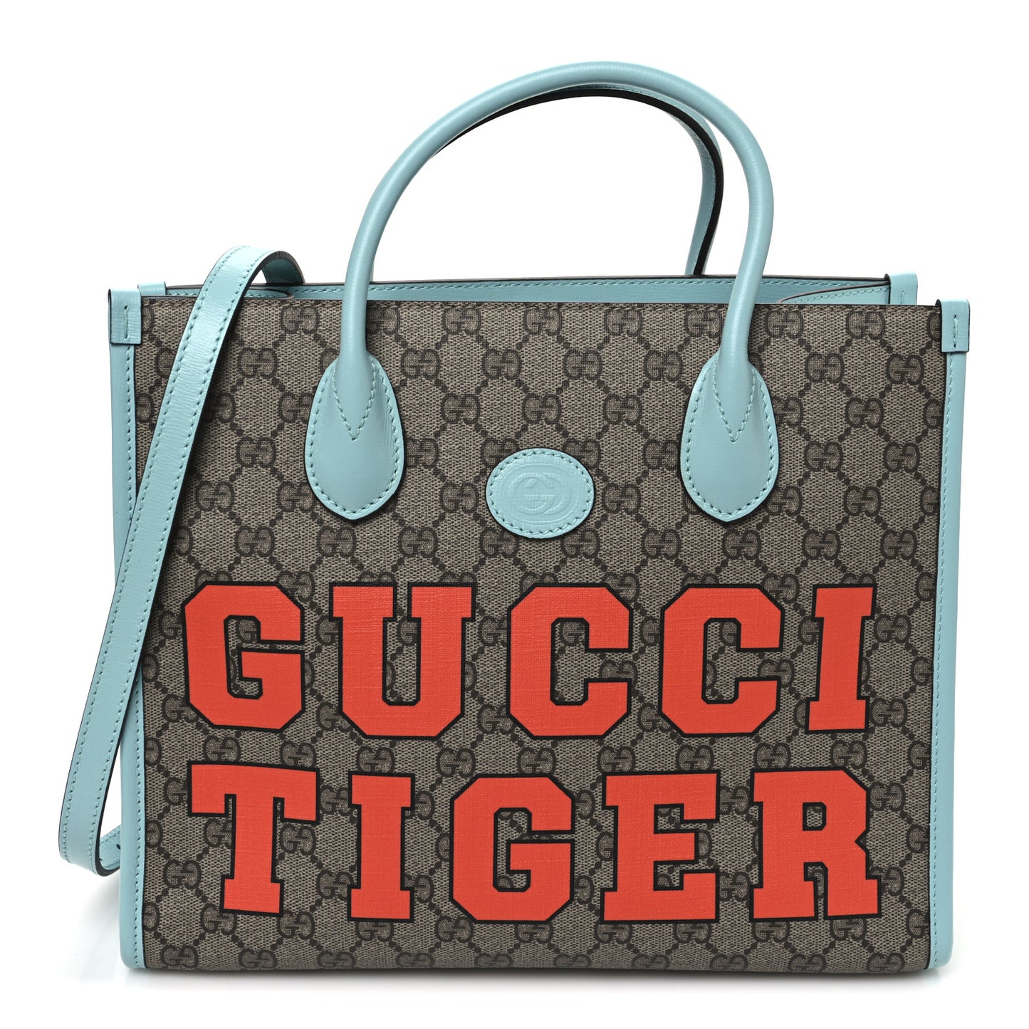 GG Supreme Monogram Textured Dollar Calfskin Web Gucci Tiger Small Retro Interlocking G Tote Bag Multicolor