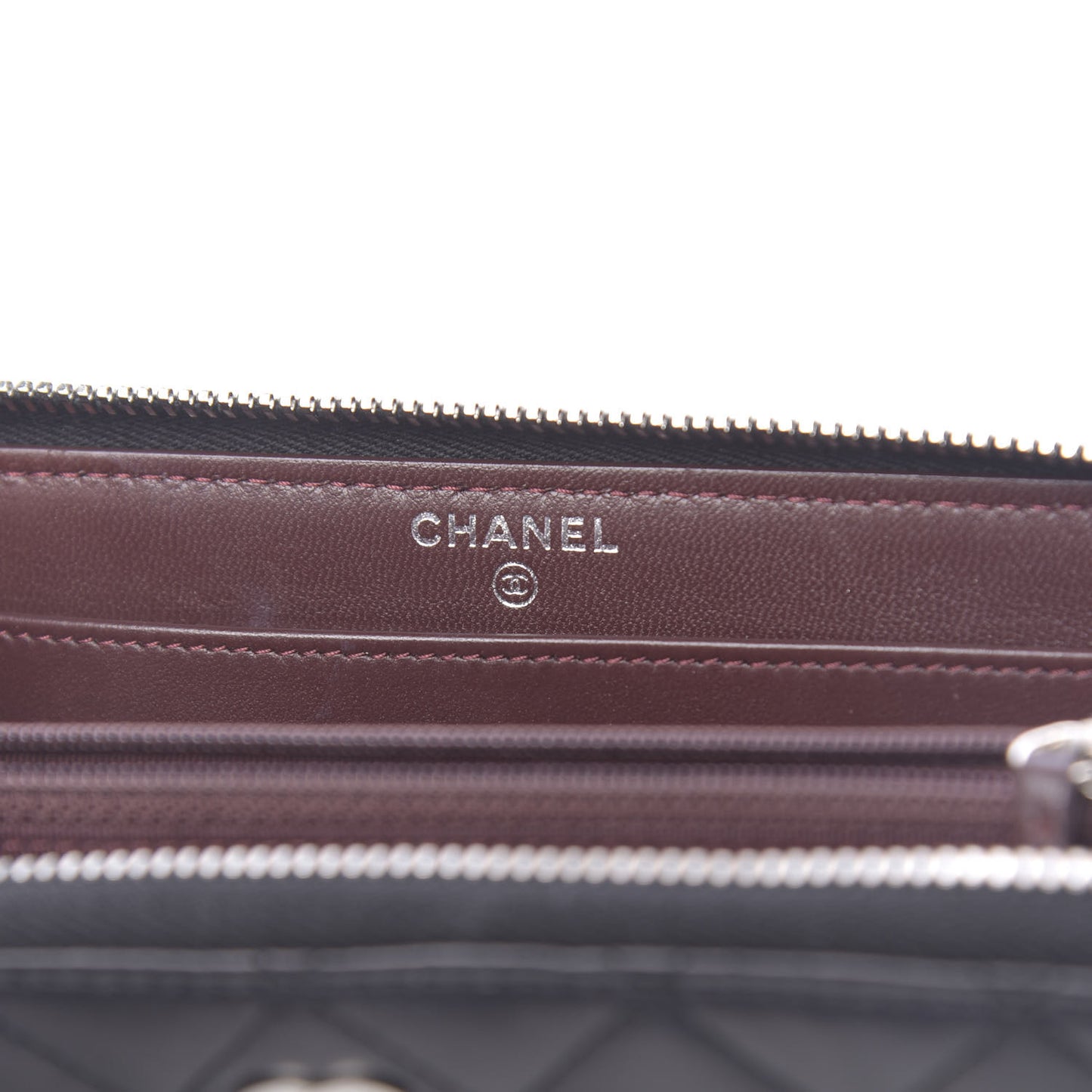 Lambskin Quilted Large Gusset Zip Around Wallet Black