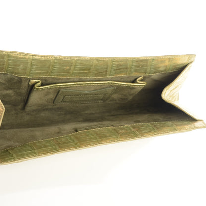 Nancy Gonzalez Metallic Crocodile Trapezoid Clutch Green 6 of 7