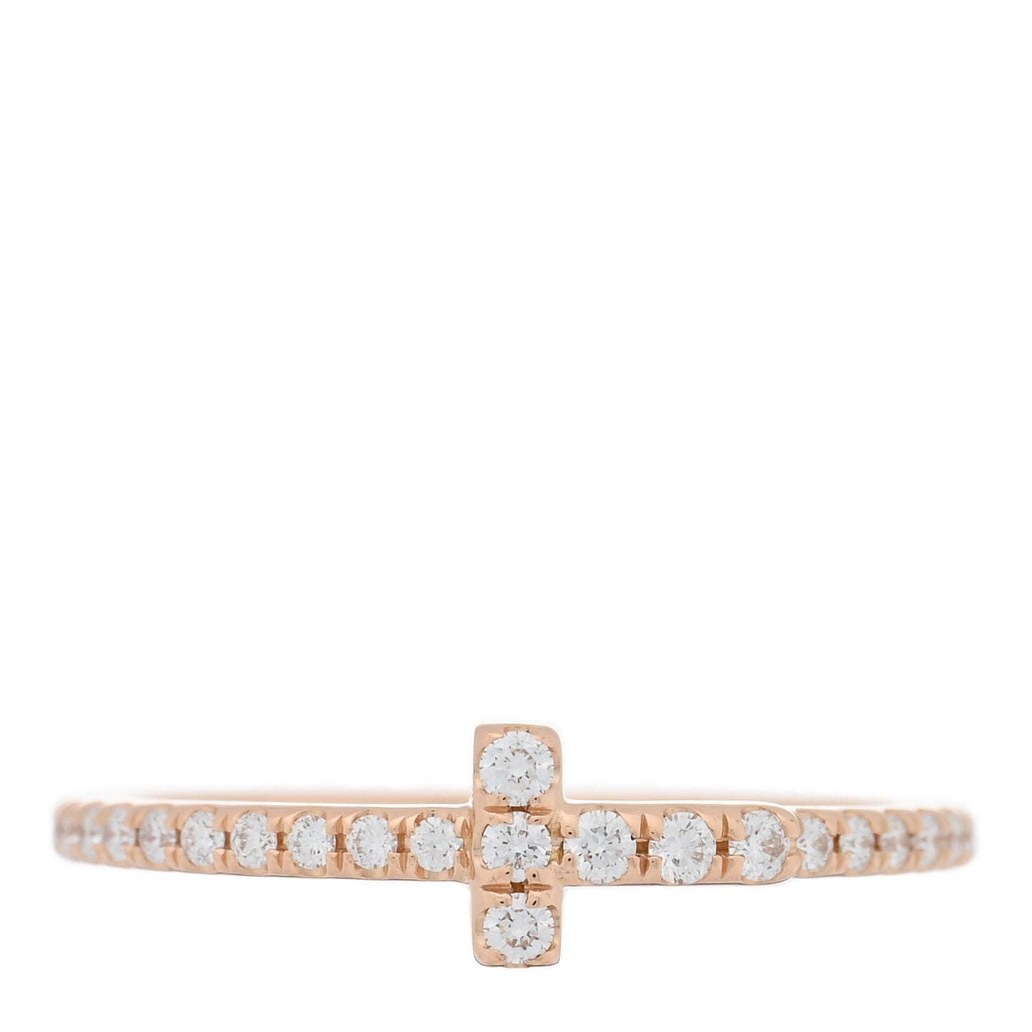 18K Rose Gold Diamond T Wire Pave Ring 47 4