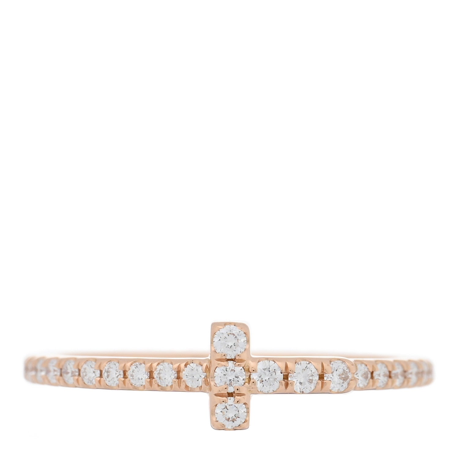 Tiffany 18K Rose Gold Diamond T Wire Pave Ring 47 4 1 of 4