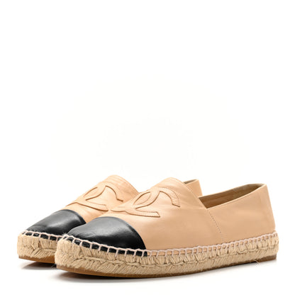 Chanel Lambskin CC Espadrilles 40 Beige Black 3 of 13