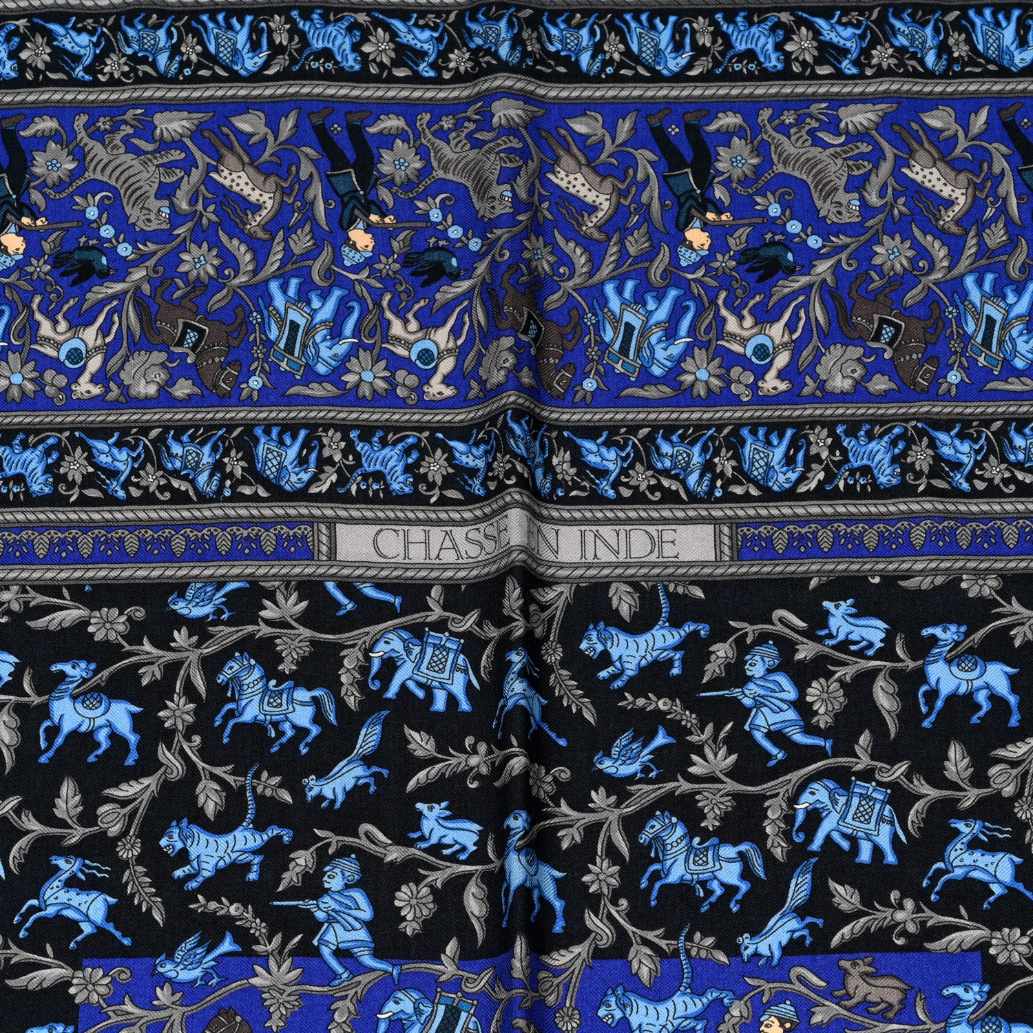 Hermes Cashmere Silk Chasse En Inde Shawl 140 3 of 6