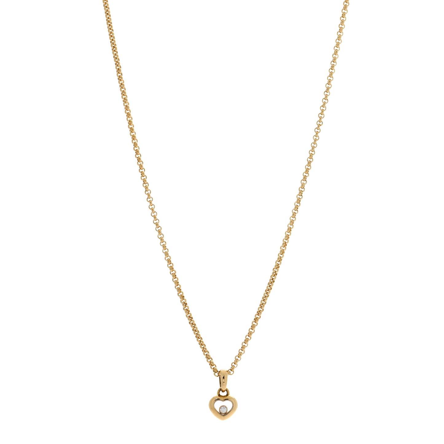 18K Yellow Gold Diamond Happy Diamonds Icons Floating Heart Pendant Necklace