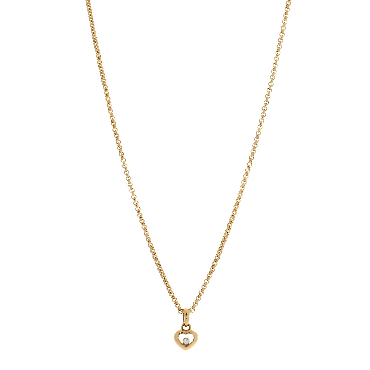 Chopard 18K Yellow Gold Diamond Happy Diamonds Icons Floating Heart Pendant Necklace 1 of 4