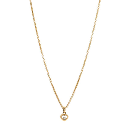 Chopard 18K Yellow Gold Diamond Happy Diamonds Icons Floating Heart Pendant Necklace 1 of 4