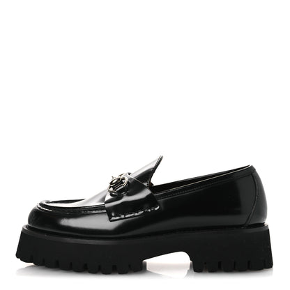 Gucci Cordovan Lux Womens Horsebit 45mm Platform Loafers 37.5 Black 1 of 12