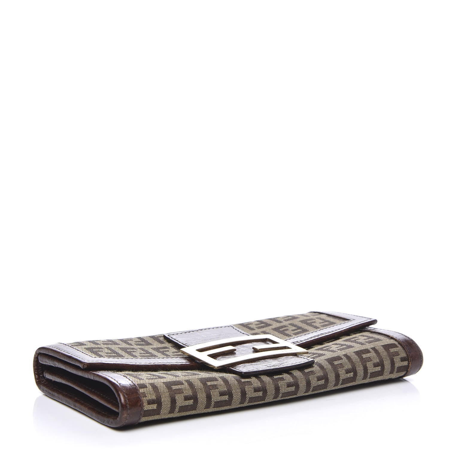 Fendi Zucchino Vitello Continental Wallet Mogano Panna Bruciato 3 of 10