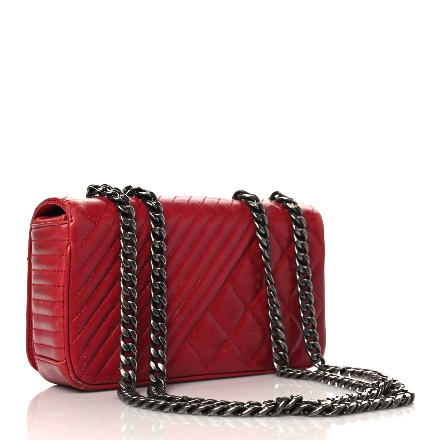 Chanel Glazed Calfskin Quilted Small Coco Boy Flap Red 3 of 12