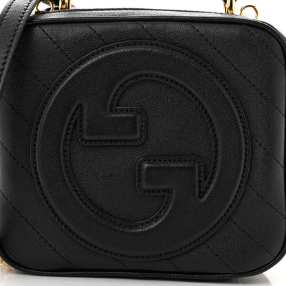 Gucci Sakai Be Green Calfskin Diagonal Stitched Blondie Top Handle Bag Black 7 of 9