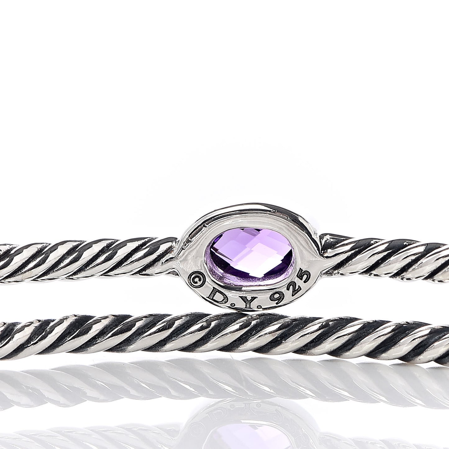 Sterling Silver Amethyst Color Classics Cable Bangle Bracelet Set of 2