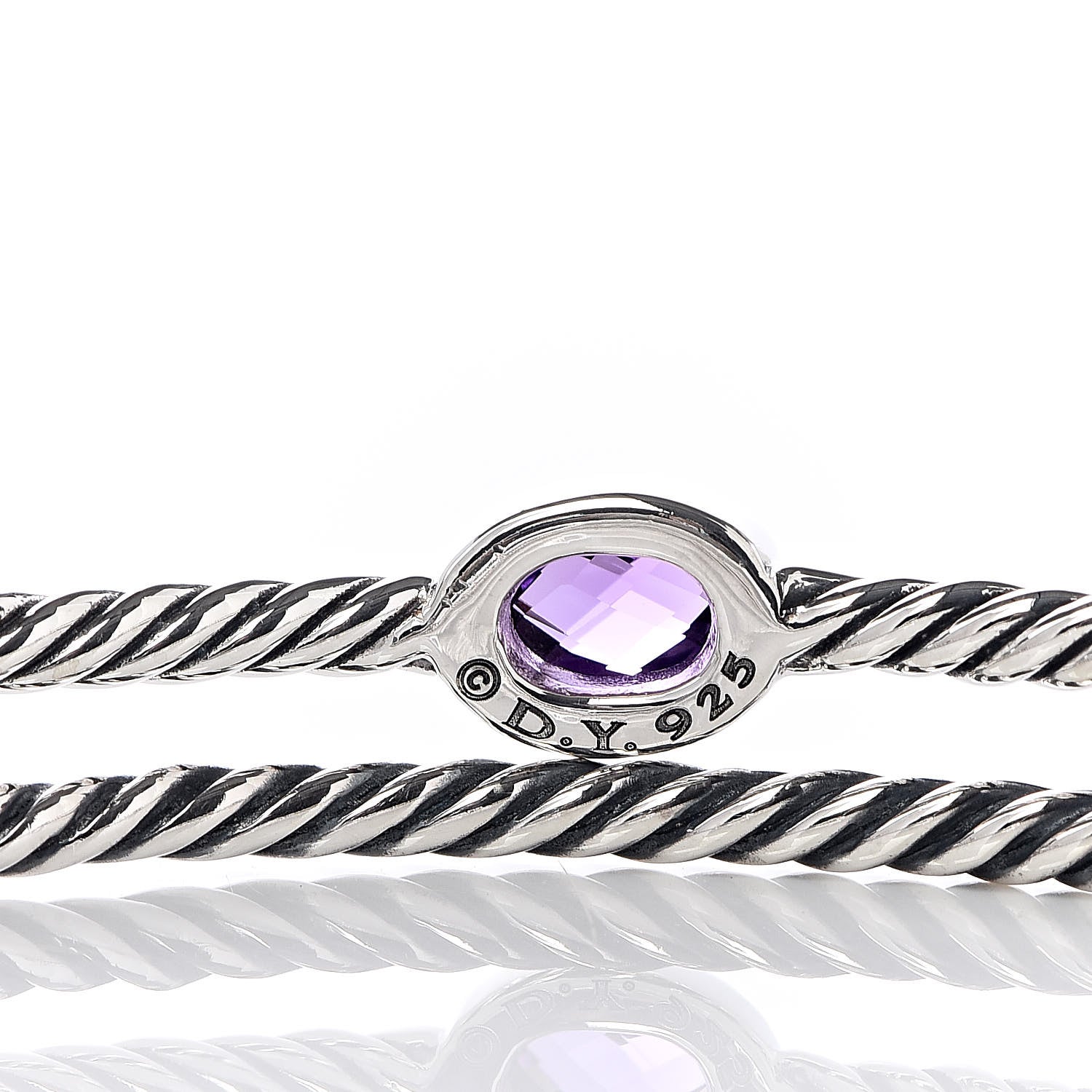 David Yurman Sterling Silver Amethyst Color Classics Cable Bangle Bracelet Set of 2 4 of 4
