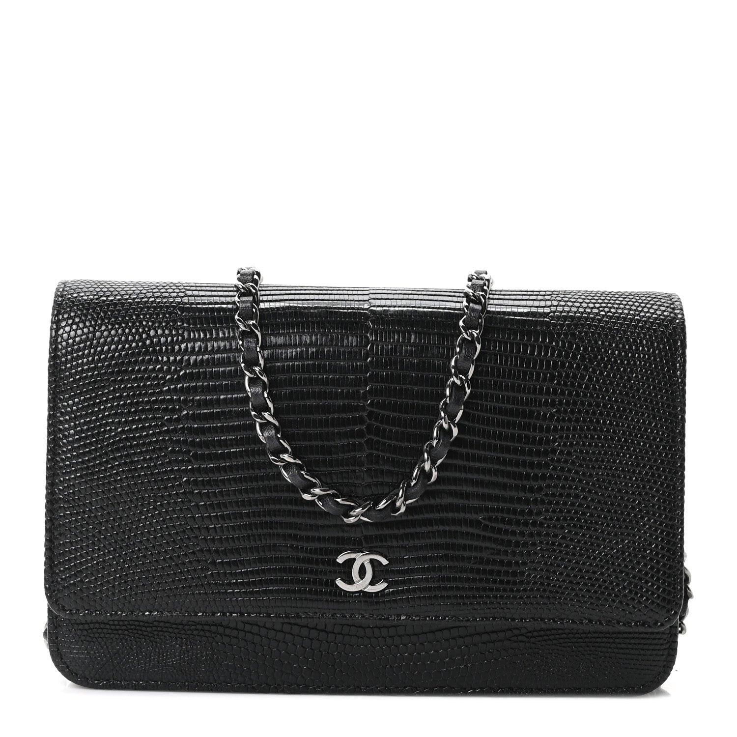 Chanel Lizard Wallet on Chain WOC Black 1 of 11