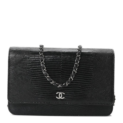 Chanel Lizard Wallet on Chain WOC Black 1 of 11