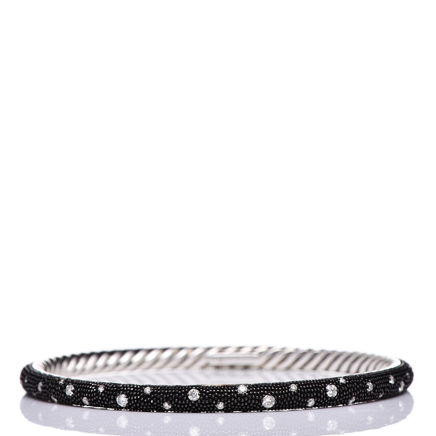 Sterling Silver Diamond 4mm Midnight Melange Bangle Bracelet