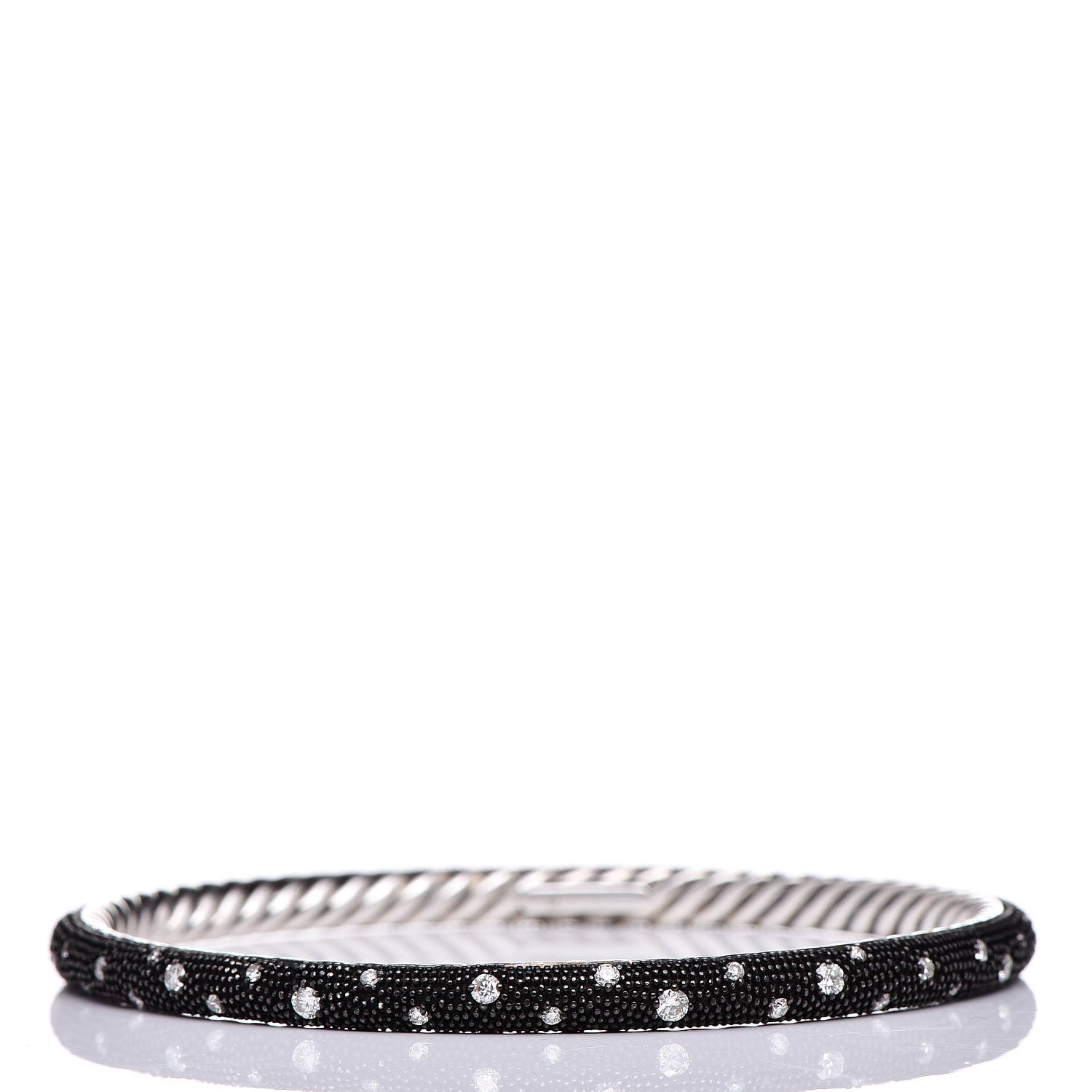 David Yurman Sterling Silver Diamond 4mm Midnight Melange Bangle Bracelet 3 of 5