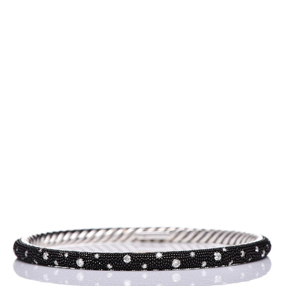David Yurman Sterling Silver Diamond 4mm Midnight Melange Bangle Bracelet 3 of 5