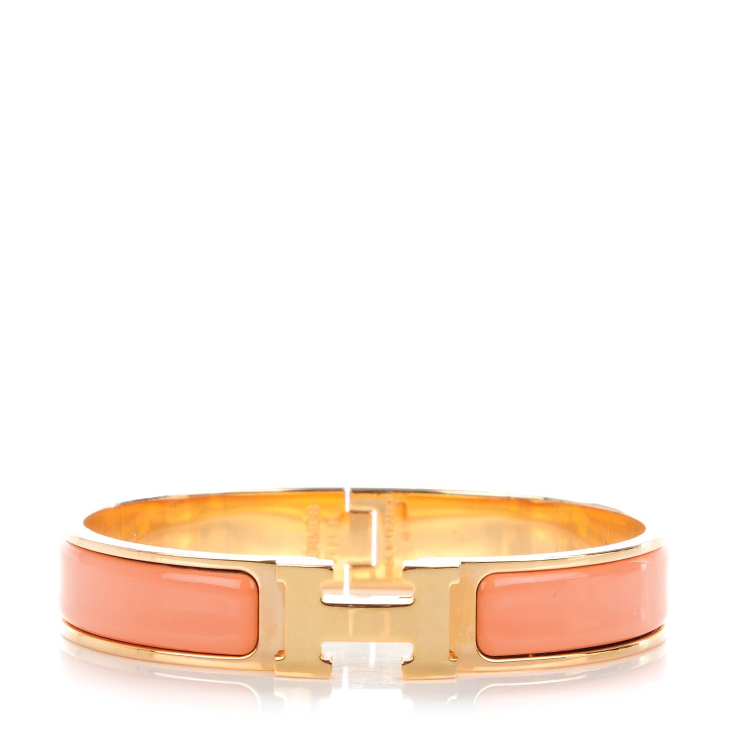 Hermes Enamel Narrow Clic Clac H Bracelet GM Rose Saumon 1 of 5