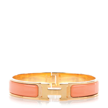 Hermes Enamel Narrow Clic Clac H Bracelet GM Rose Saumon 1 of 5