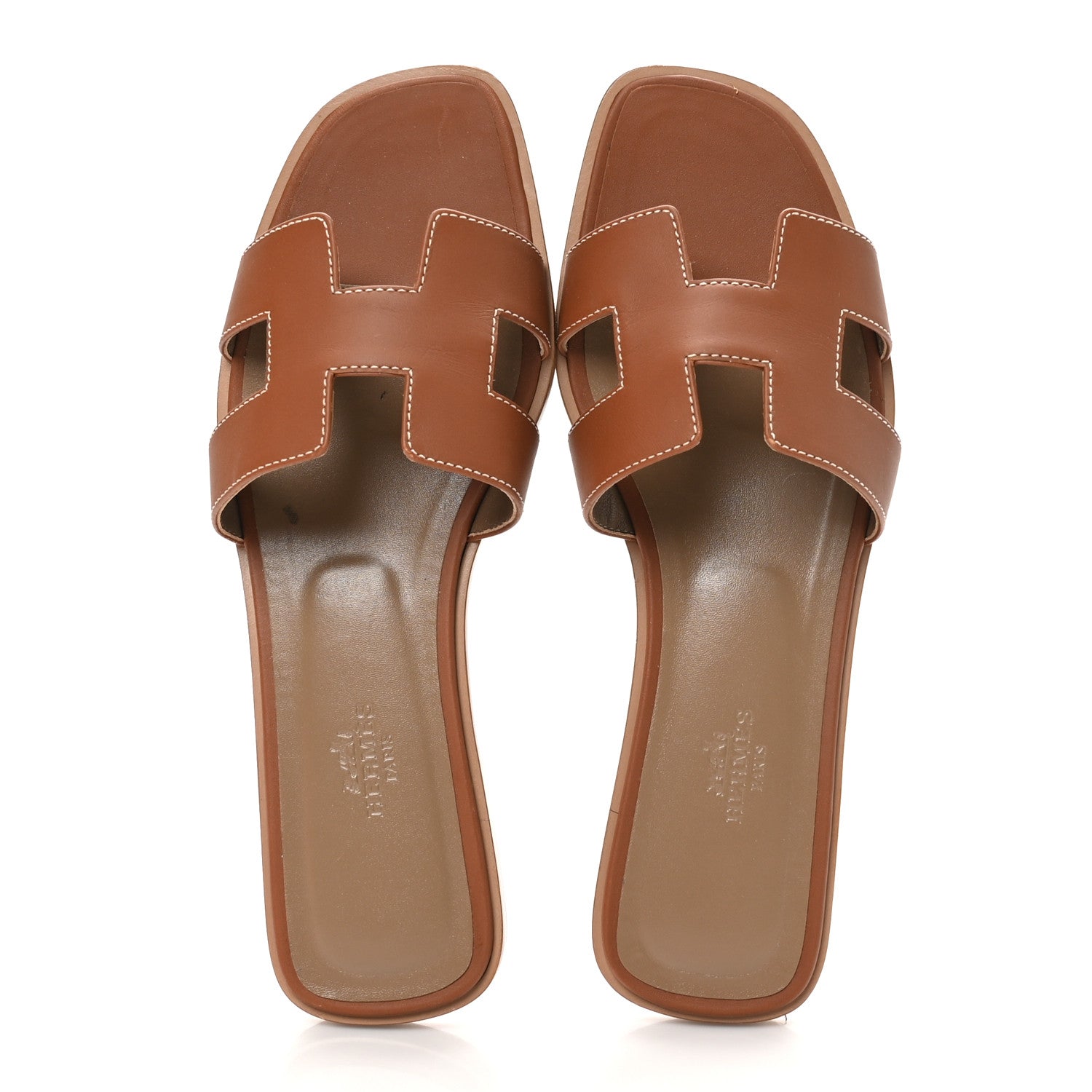Hermes Box Calfskin Oran Sandals 39 Gold 2 of 11