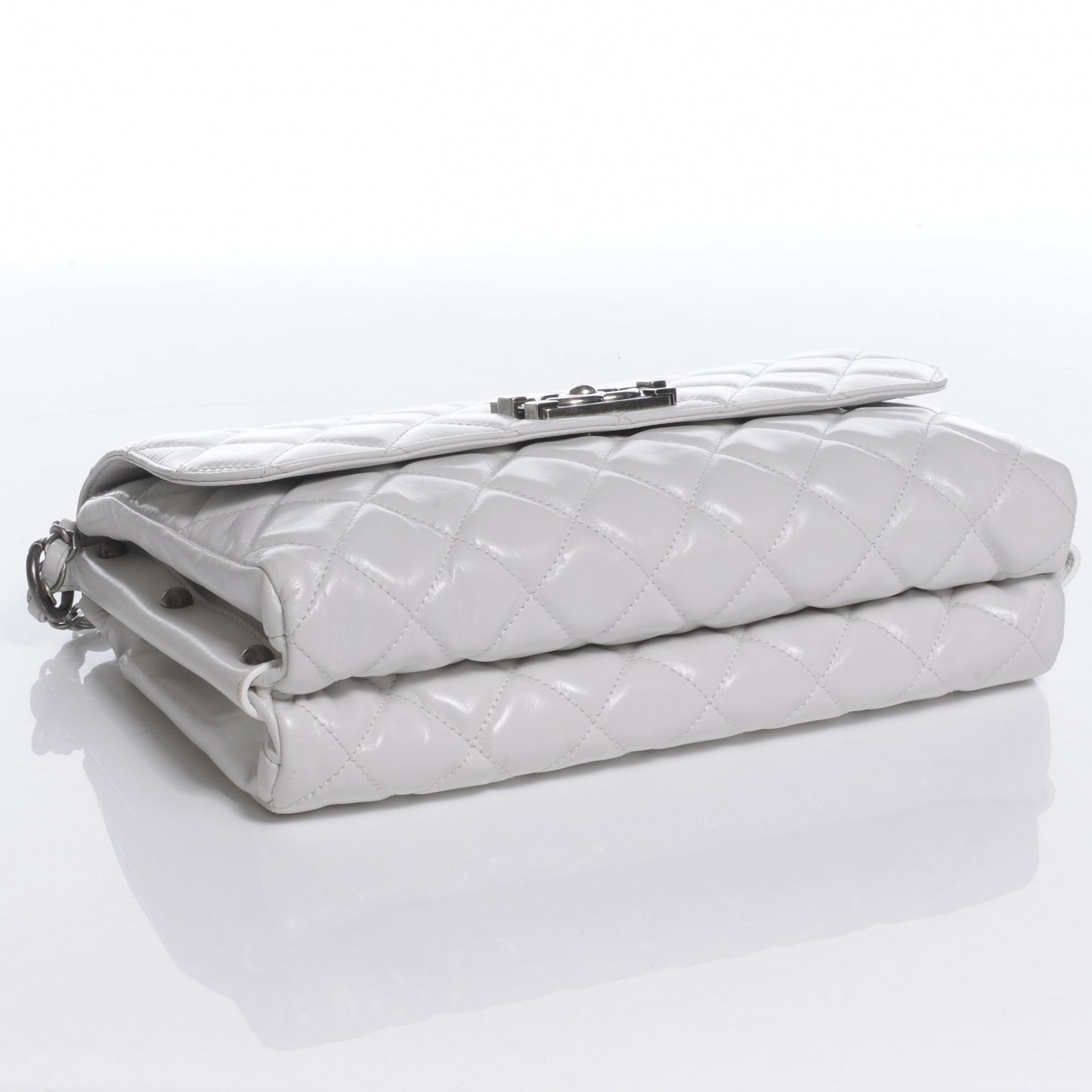 Lambskin Quilted Medium Boy Flap White