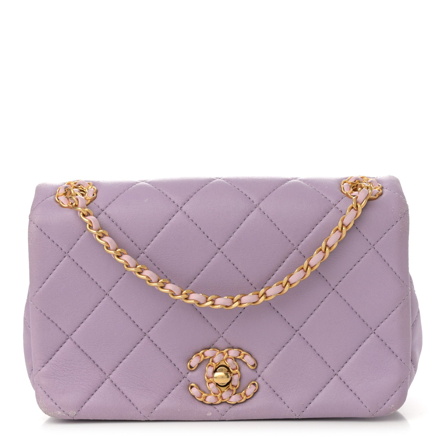 Chanel Lambskin Quilted Braided CC Small Flap Lilac 1 of 16
