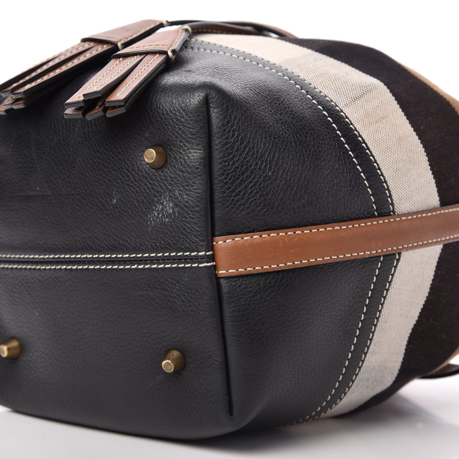 Burberry Canvas Check Grainy Calfskin Heston Crossbody Black 8 of 9