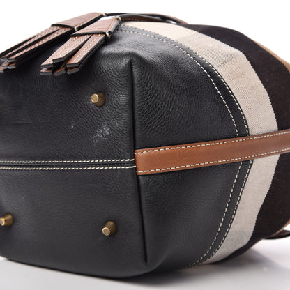 Burberry Canvas Check Grainy Calfskin Heston Crossbody Black 8 of 9