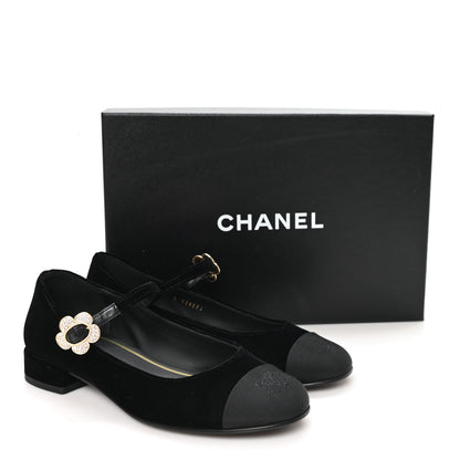 Chanel Velvet Grosgrain Mary Jane Flats 37 Black 10 of 10