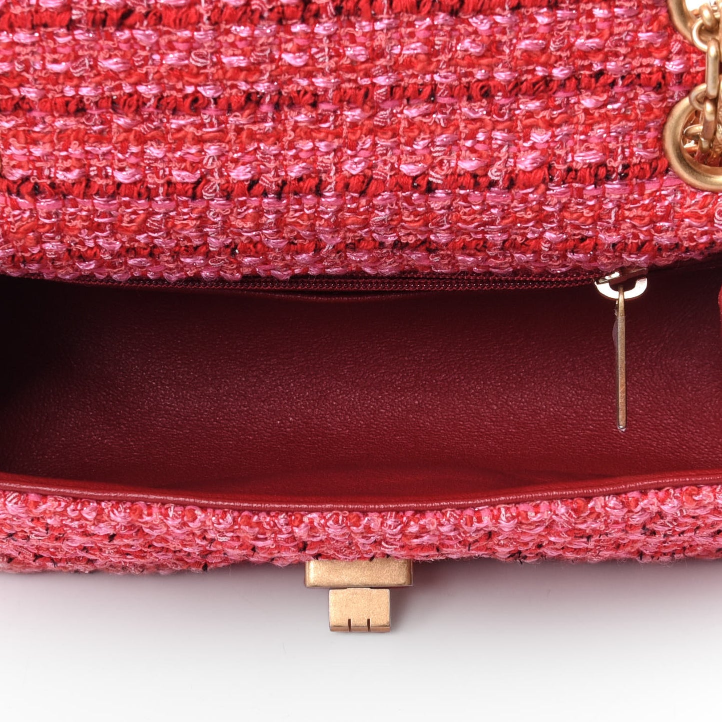 Tweed Quilted Mini 2.55 Reissue Flap Red Ecru Black