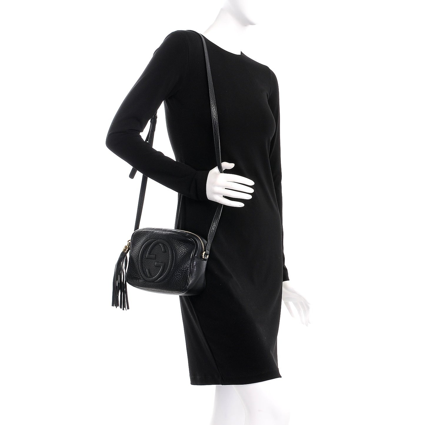 Pebbled Calfskin Small Soho Disco Bag Black
