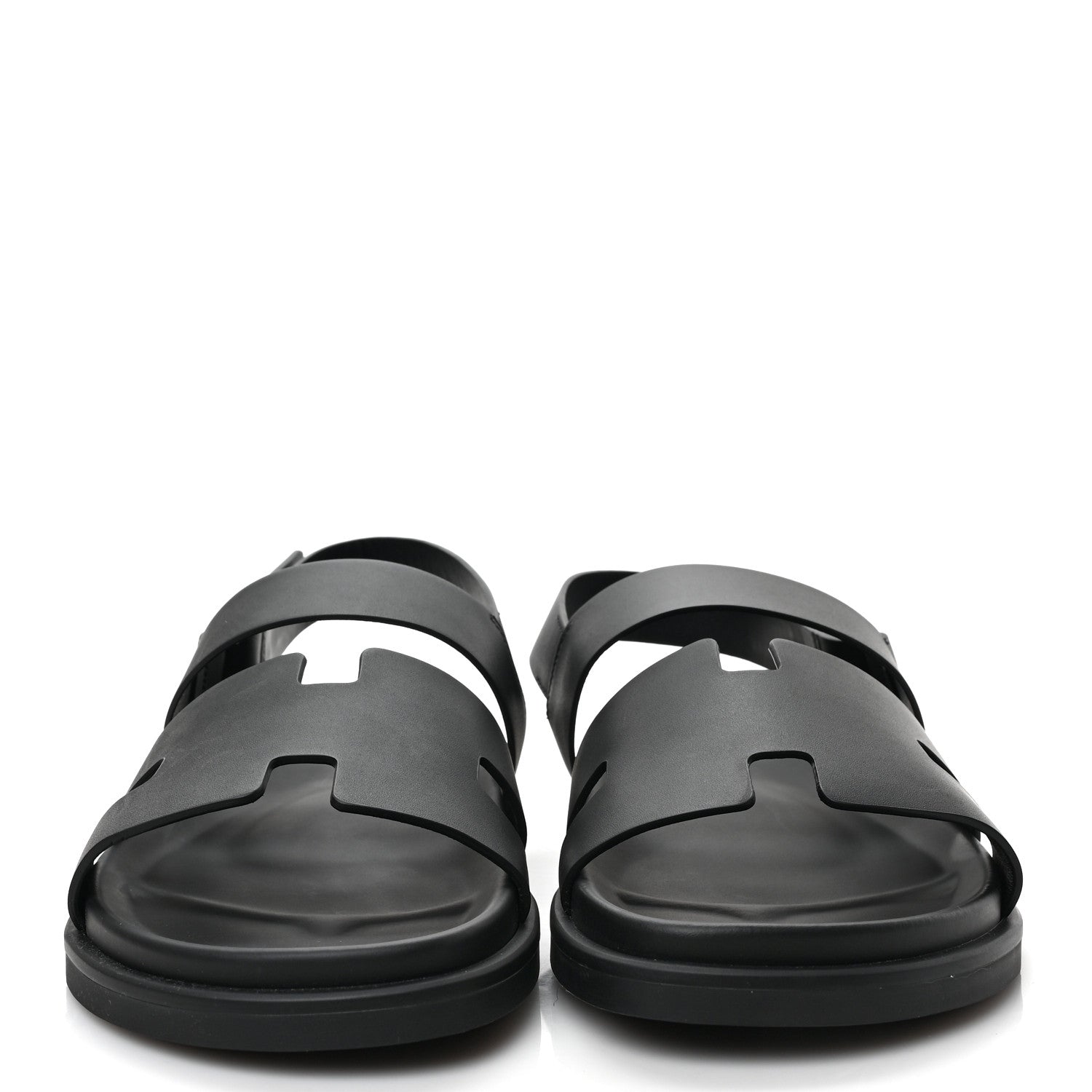 Hermes Calfskin Mens Genius Sandals 42 Black 2 of 7