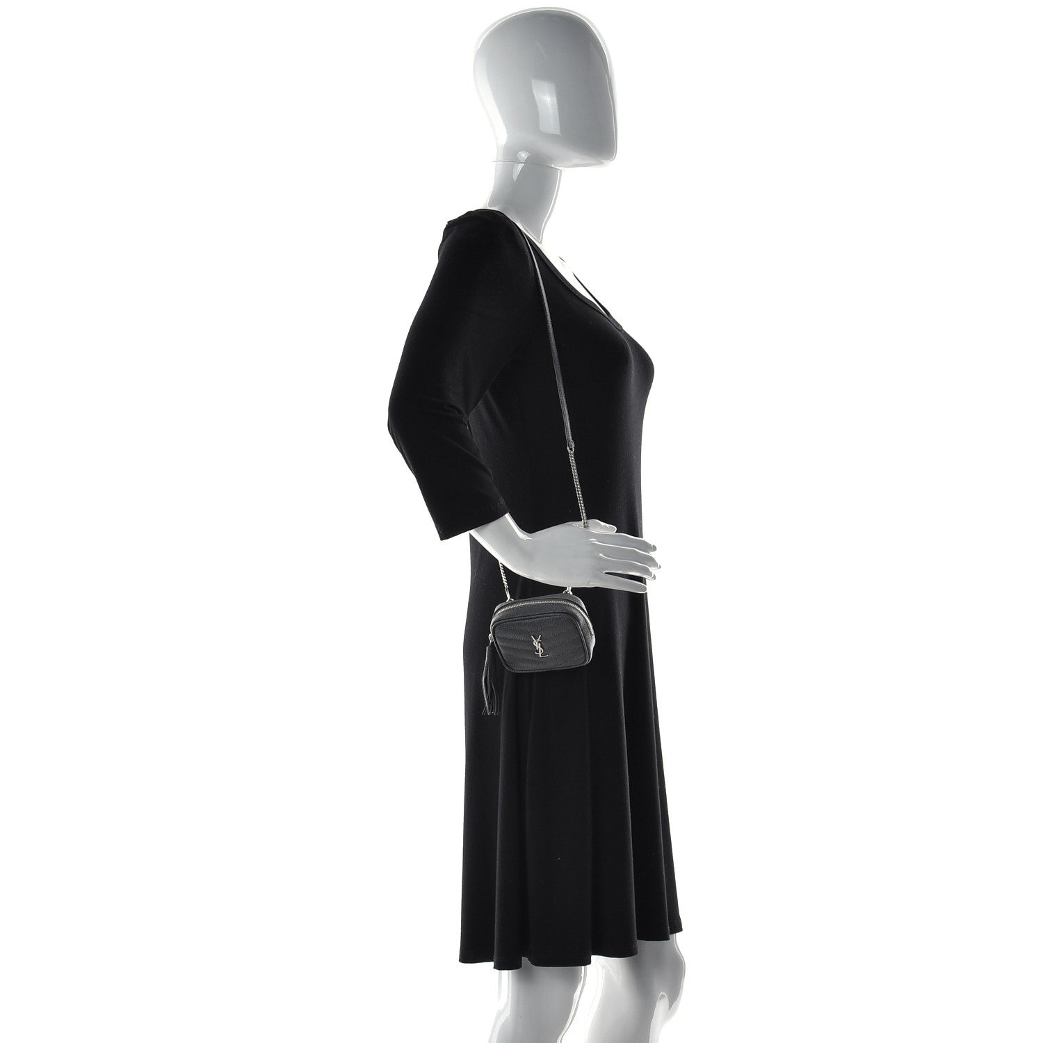 Saint Laurent Grain De Poudre Matelasse Monogram Baby Lou Camera Bag Dark Smog 2 of 11