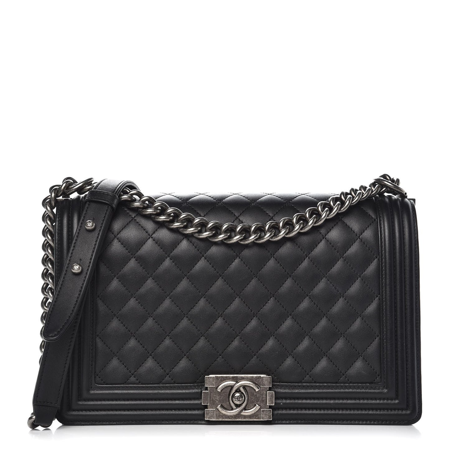 Calfskin Quilted New Medium Boy Flap Black