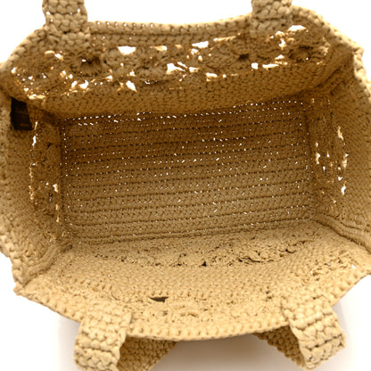 Christian Dior Woven Raffia Floral Embellished Small Book Tote Natural 6 of 12
