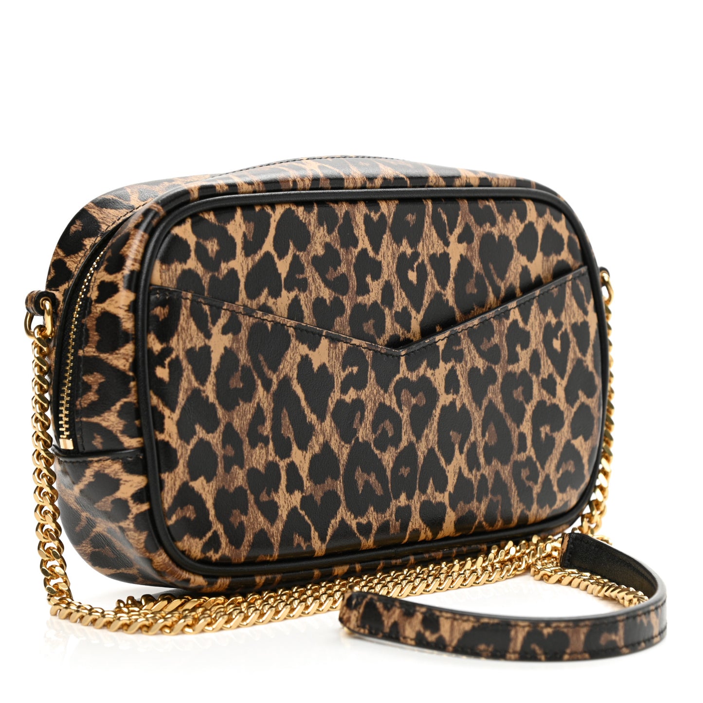 Calfskin Heart Leopard Print Monogram Mini Lou Camera Bag Toffee