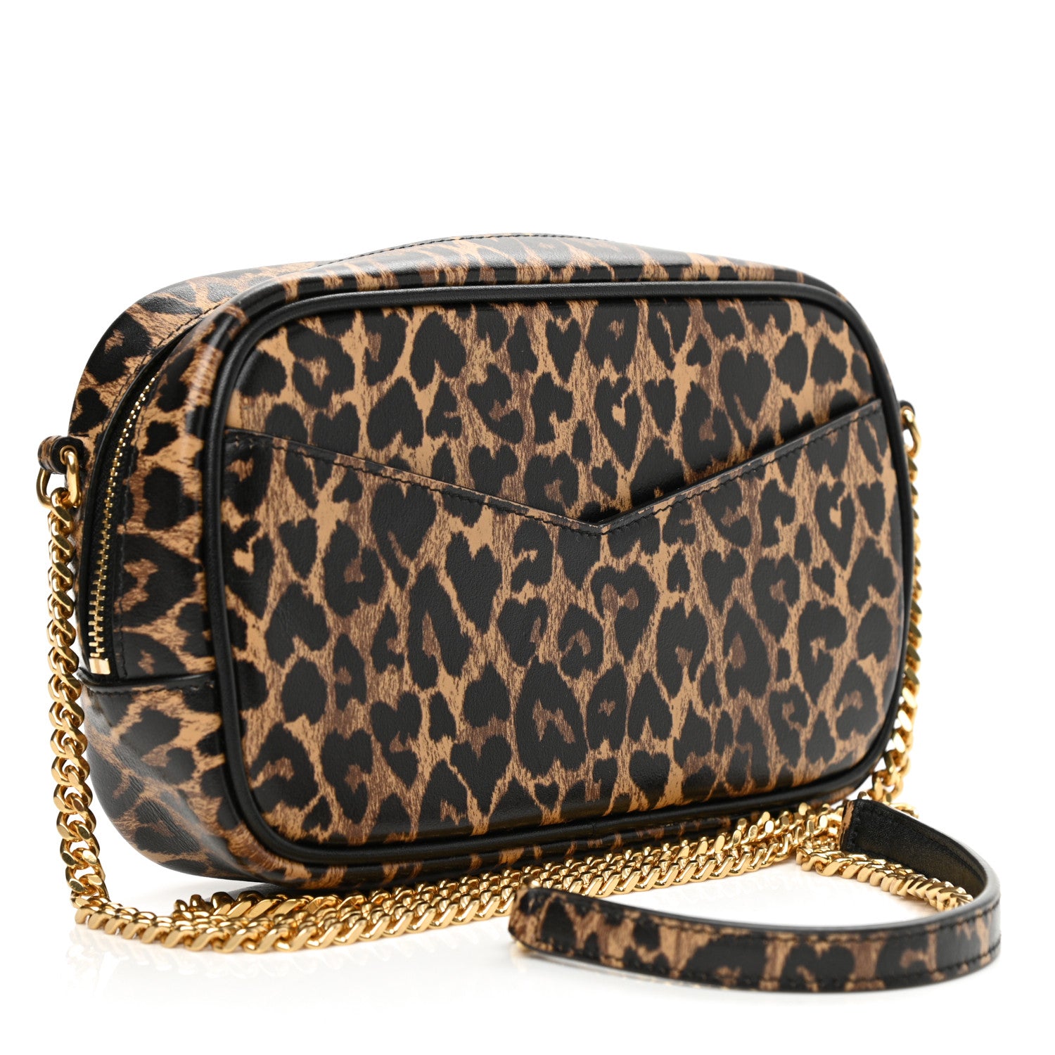 Saint Laurent Calfskin Heart Leopard Print Monogram Mini Lou Camera Bag Toffee 3 of 8