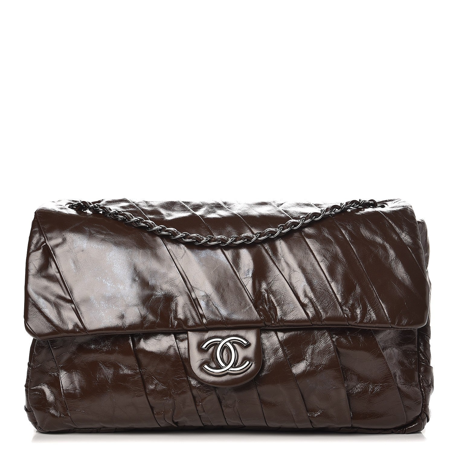 Chanel Glazed Calfskin Twisted Maxi Flap Brown 1 of 7