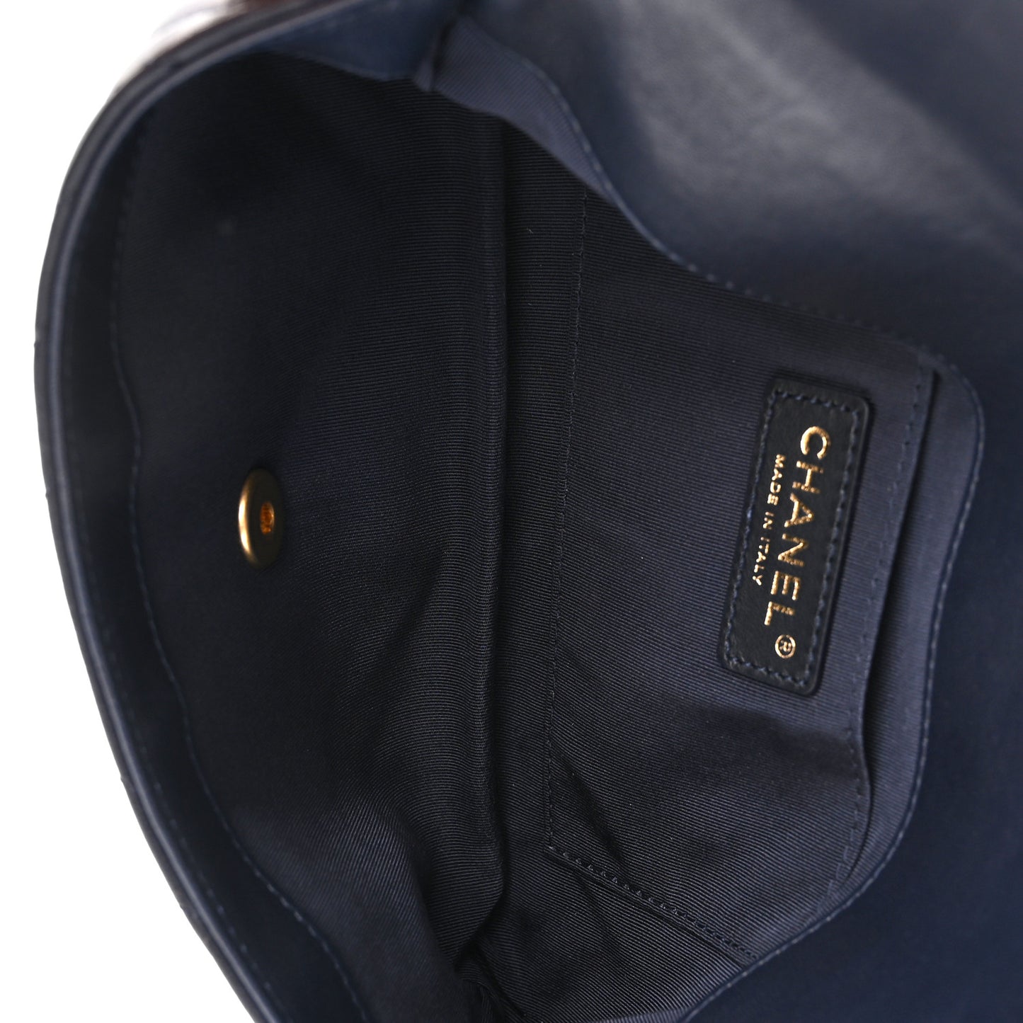 Lambskin Chevron Quilted East West Flap Navy