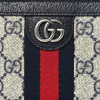 Gucci GG Supreme Monogram Textured Dollar Calfskin Web Ophidia Zip Around Wallet Beige Blue 8 of 8