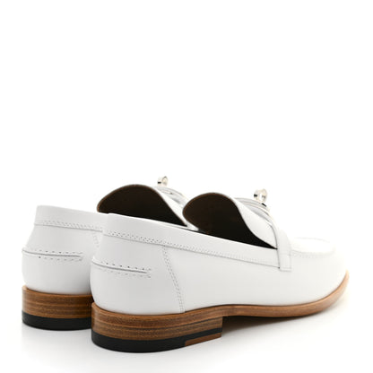 Hermes Calfskin Womens Destin Loafers 38 White 4 of 8