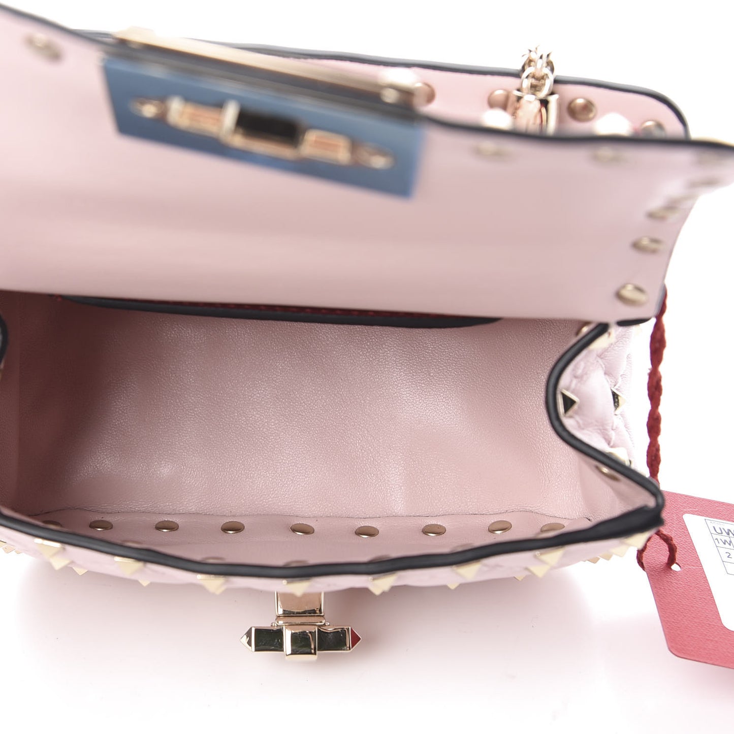 Nappa Micro Rockstud Spike Shoulder Bag Rose Quartz